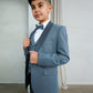 OMC 5-Pieces Boy's Slim Fit Grey Modern Sequin Tuxedo Set