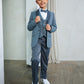 OMC 5-Pieces Boy's Slim Fit Grey Modern Sequin Tuxedo Set