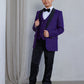 OMC 5-Pieces Boy's Slim Fit Plum Modern Sequin Tuxedo Set