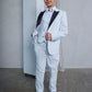 OMC 5-Pieces Boy's Slim Fit White Modern Sequin Tuxedo Set