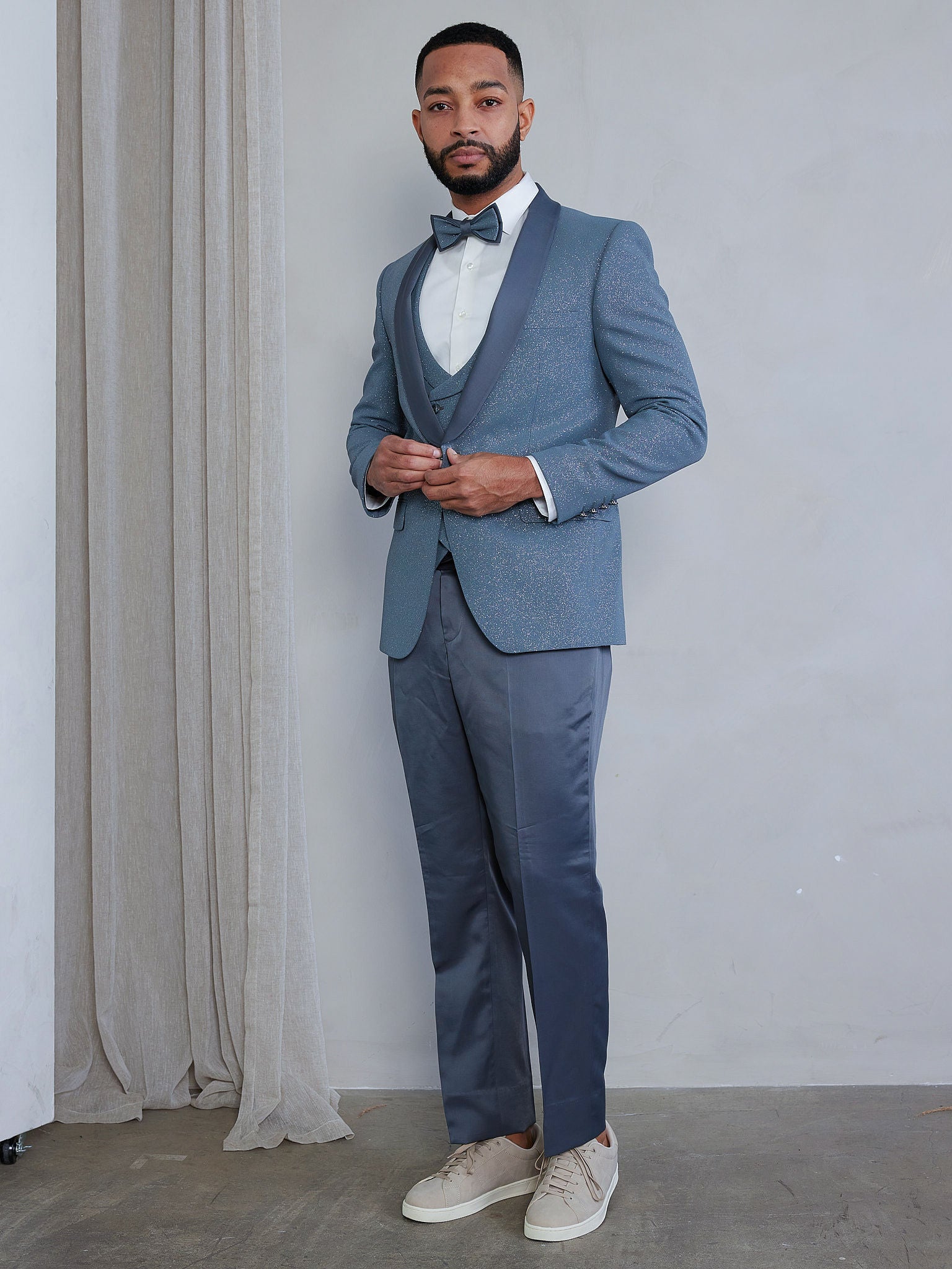 Grey tux 2024 with navy blue