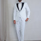 OMC Signature Men's Slim Fit White Modern Sequin Tuxedo Set  (3-Pieces)