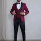 OMC Signature Men's Slim Fit Burgundy Modern Sequin Tuxedo Set (3-Pieces)