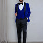 OMC Signature 3-Piece Blue Men's Velvet Shawl Lapel Slim Fit Tuxedo Set