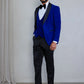 OMC Signature 3-Piece Blue Men's Velvet Shawl Lapel Slim Fit Tuxedo Set