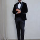 OMC Signature 3-Piece Black Men's Velvet Shawl Lapel Slim Fit Tuxedo Set