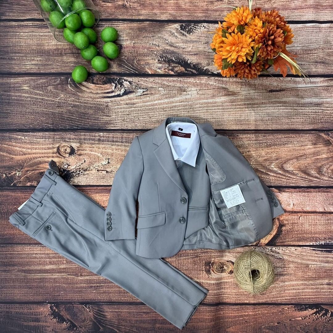 OMC 3-Pieces Boy's Light Grey Slim Fit Suit – OMC Formal