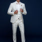 Men's 3-Pieces Slim Fit Peak Lapel Bone Color Wool Suit