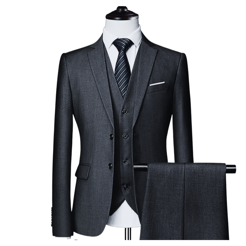 OMC Signature Men's 3-Pieces Slim Fit Suit Charcoal