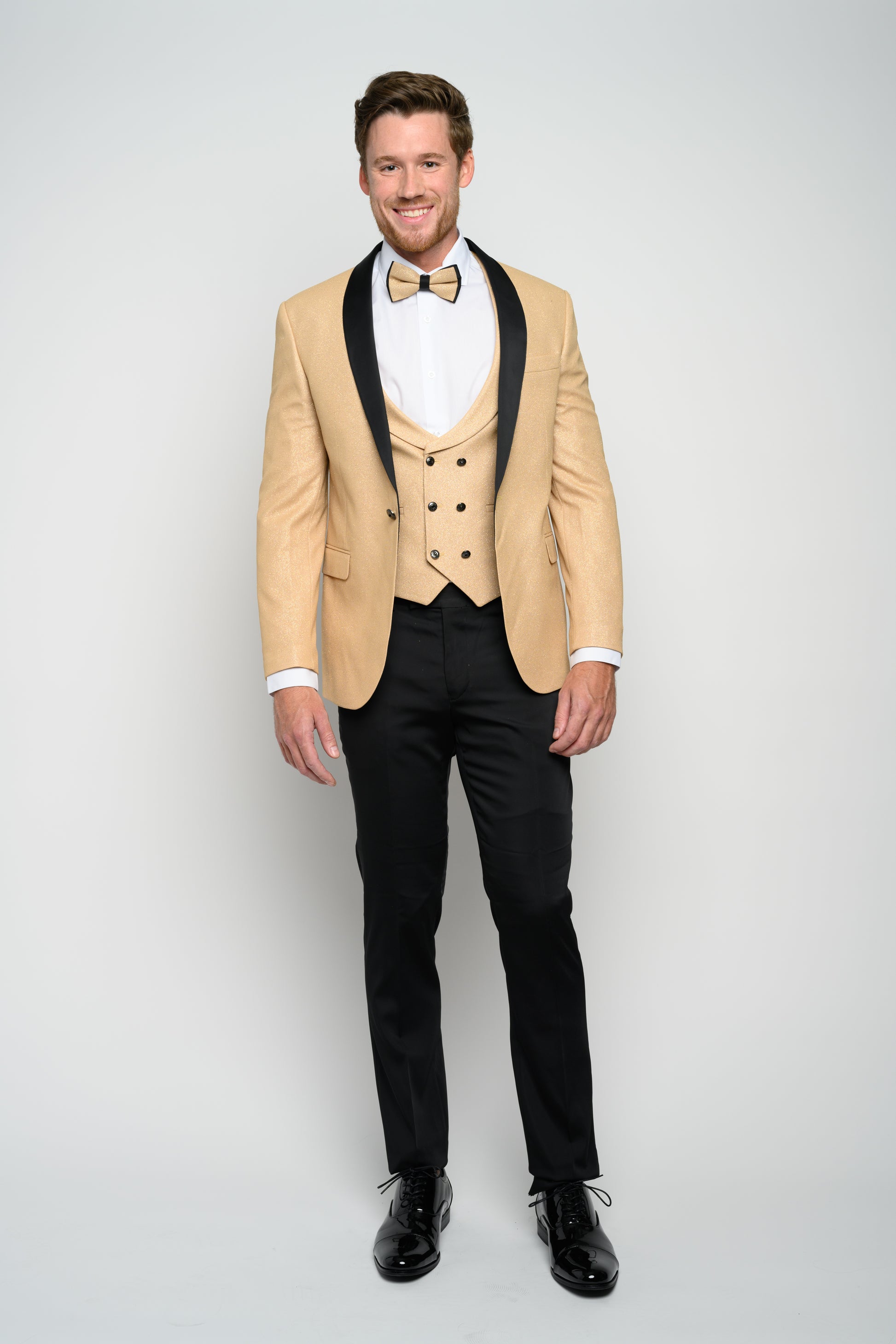OMC Signature Men's Slim Fit Gold Modern Sequin Tuxedo Set (3-Pieces) 38r OMC Signature Men's Slim Fit Gold Modern Sequin Tuxedo Set (3-Pieces) 38r