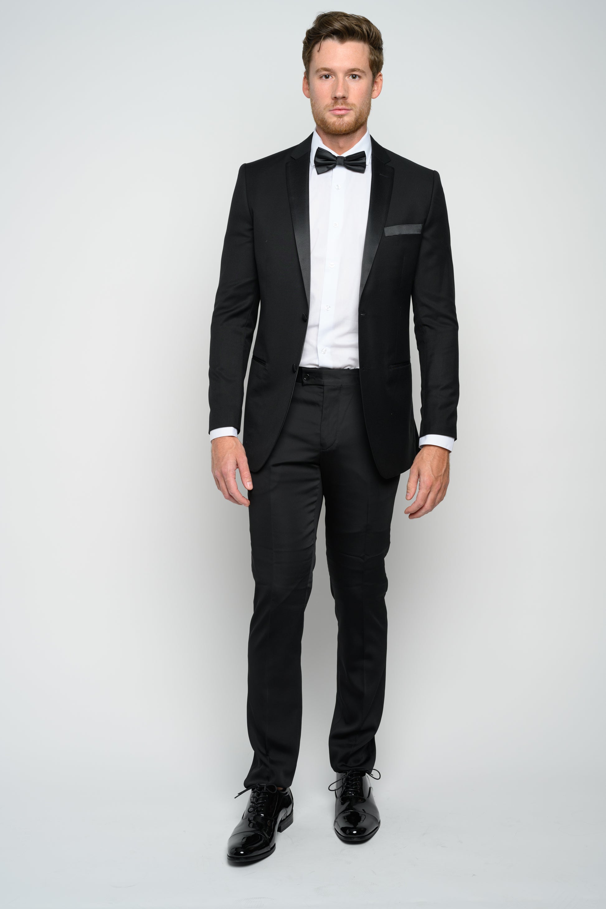 OMC Signature Men's Black Notch Lapel Slim Fit Tuxedo (2-Pieces) 38S OMC Signature Men's Black Notch Lapel Slim Fit Tuxedo (2-Pieces) 38S