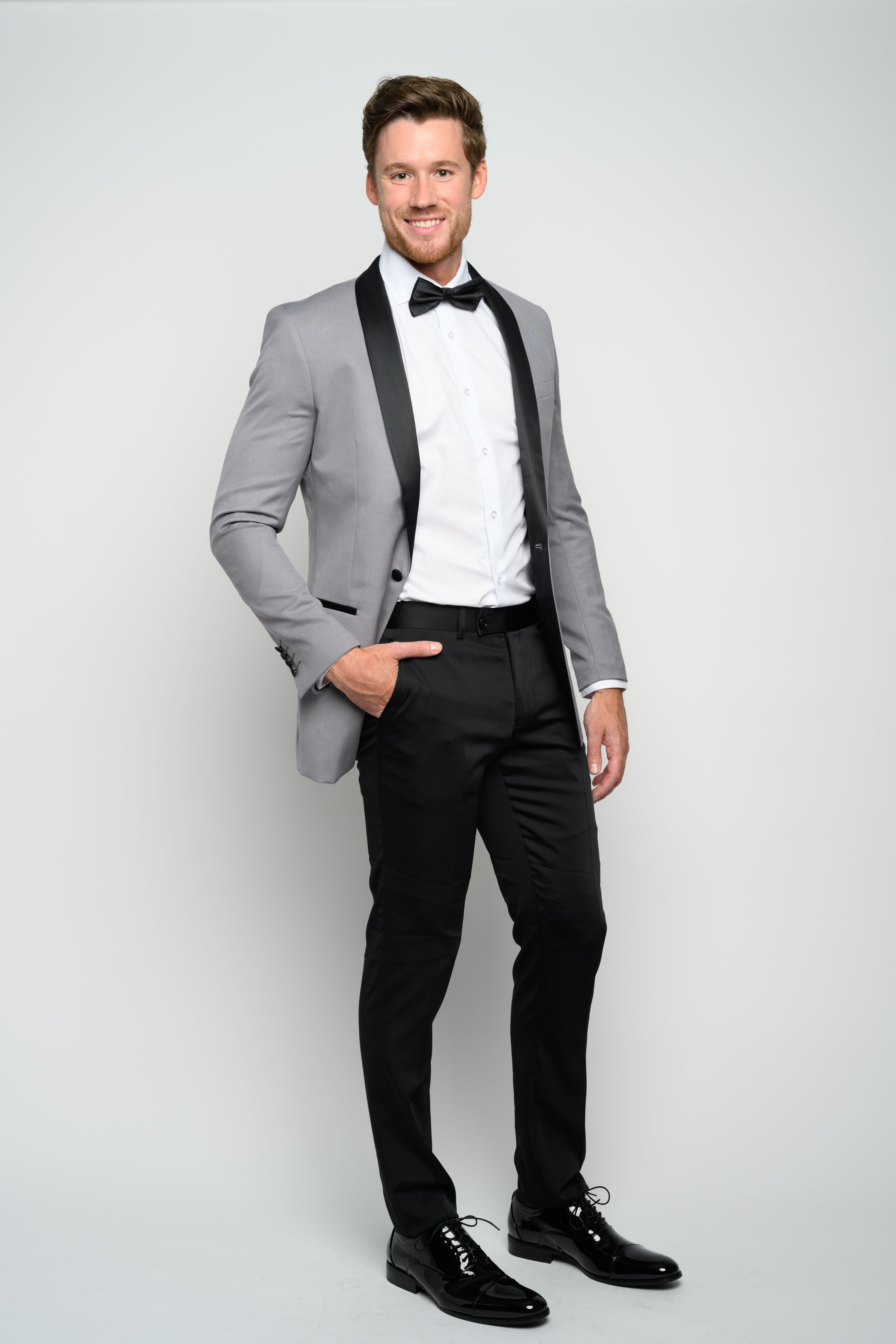 Grey tuxedo sale black lapel