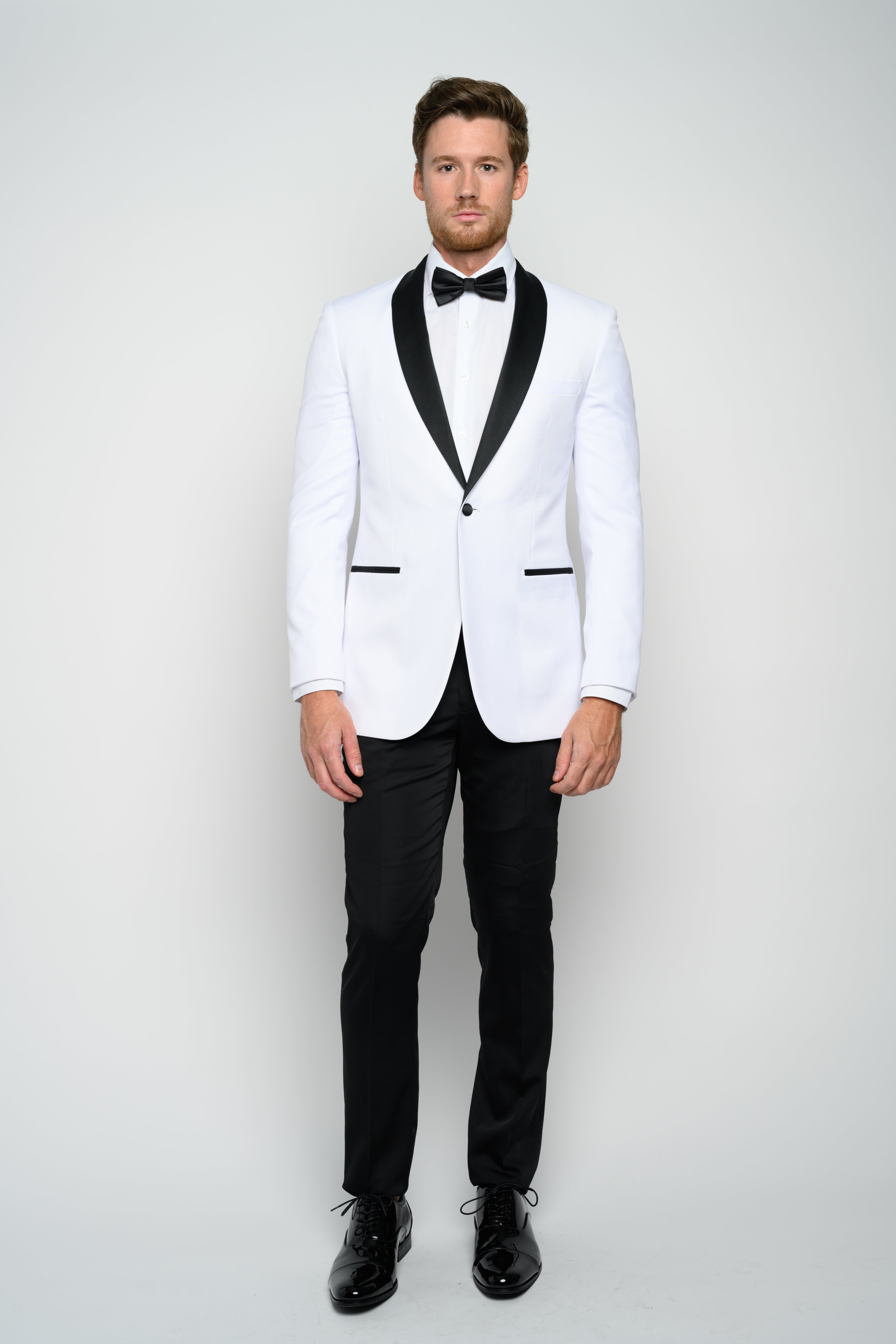 OMC Signature Men s White Shawl Lapel Slim Fit Tuxedo 2 Pieces