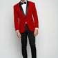 OMC Signature Men's Velvet Shawl Lapel Slim Fit Tuxedo Jacket (Red)