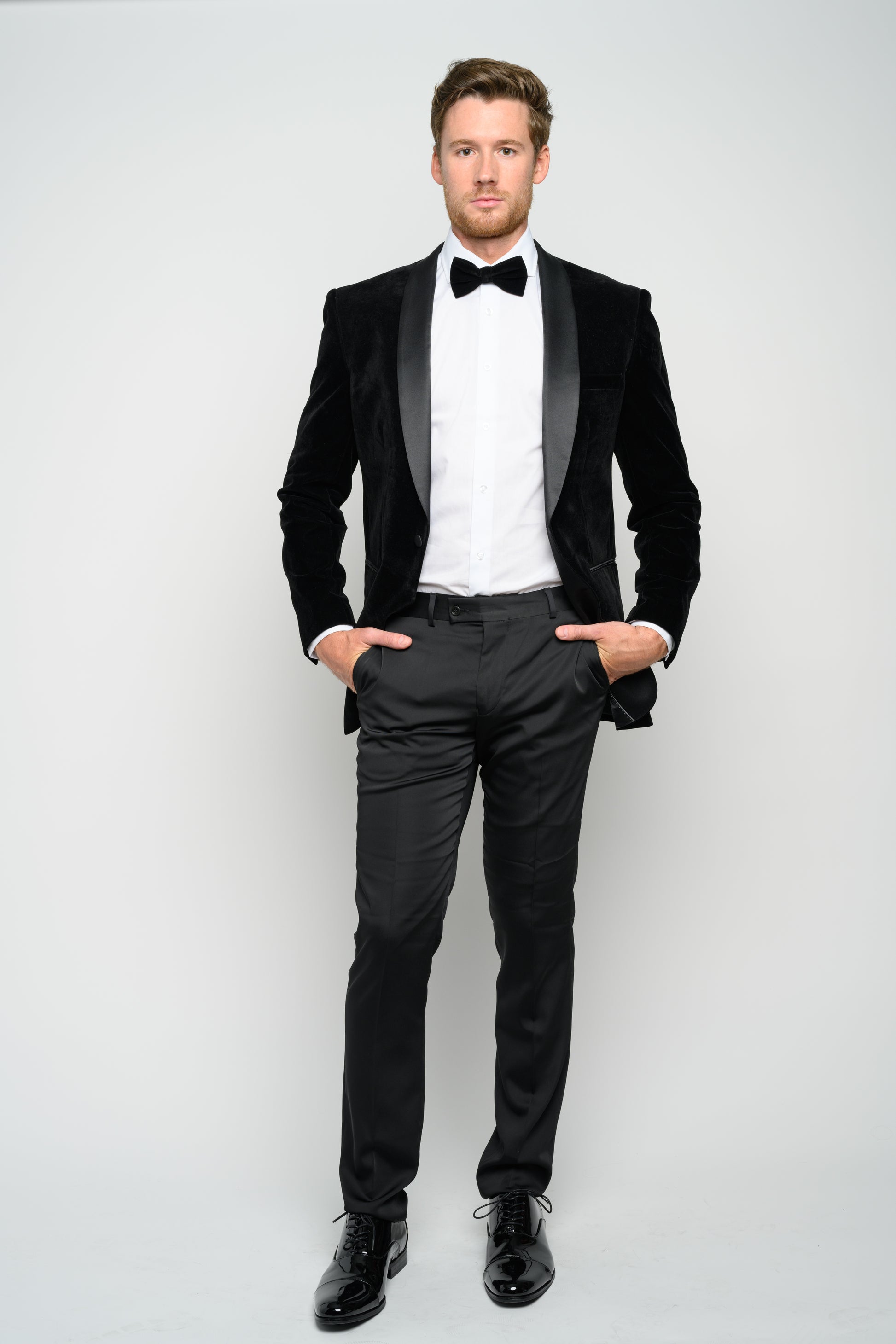 Men's Black Velvet Shawl Lapel Slim Fit Tuxedo