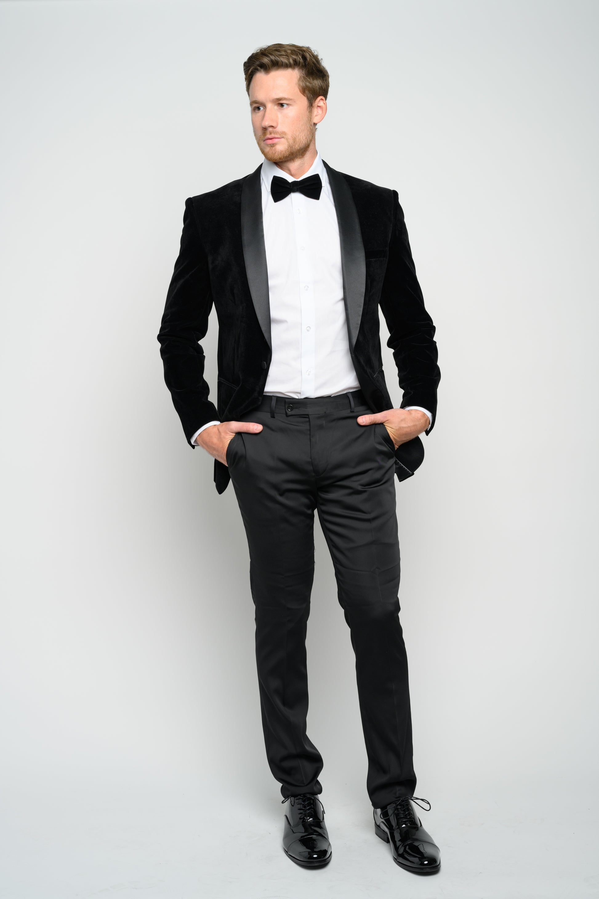 mens tuxedo dress shirt OMC Signature Men's Black Velvet Shawl Lapel Slim Fit Tuxedo Jacket – OMC Formal