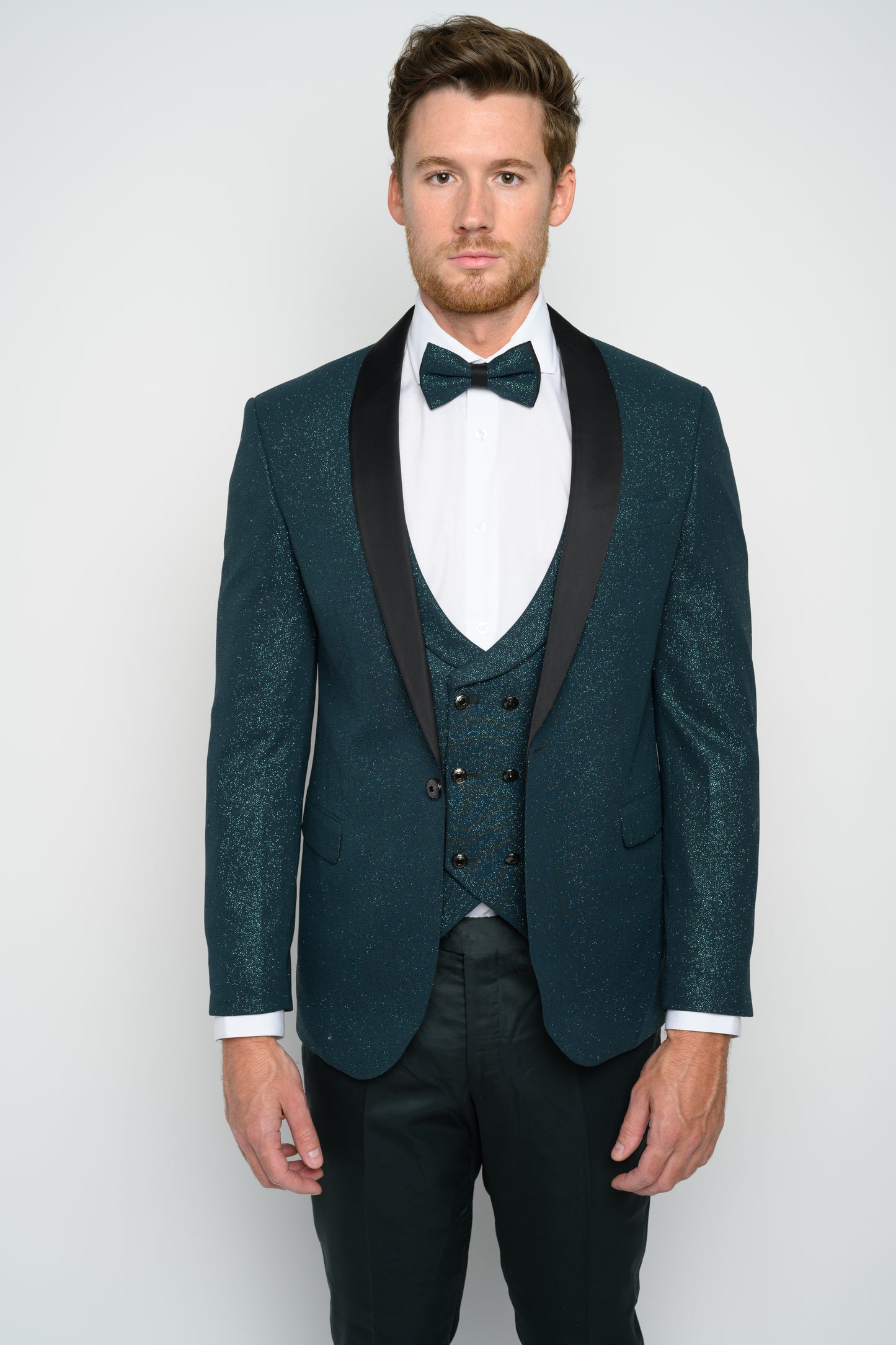 Men's Hunter Green Modern Sequin Tuxedo Set