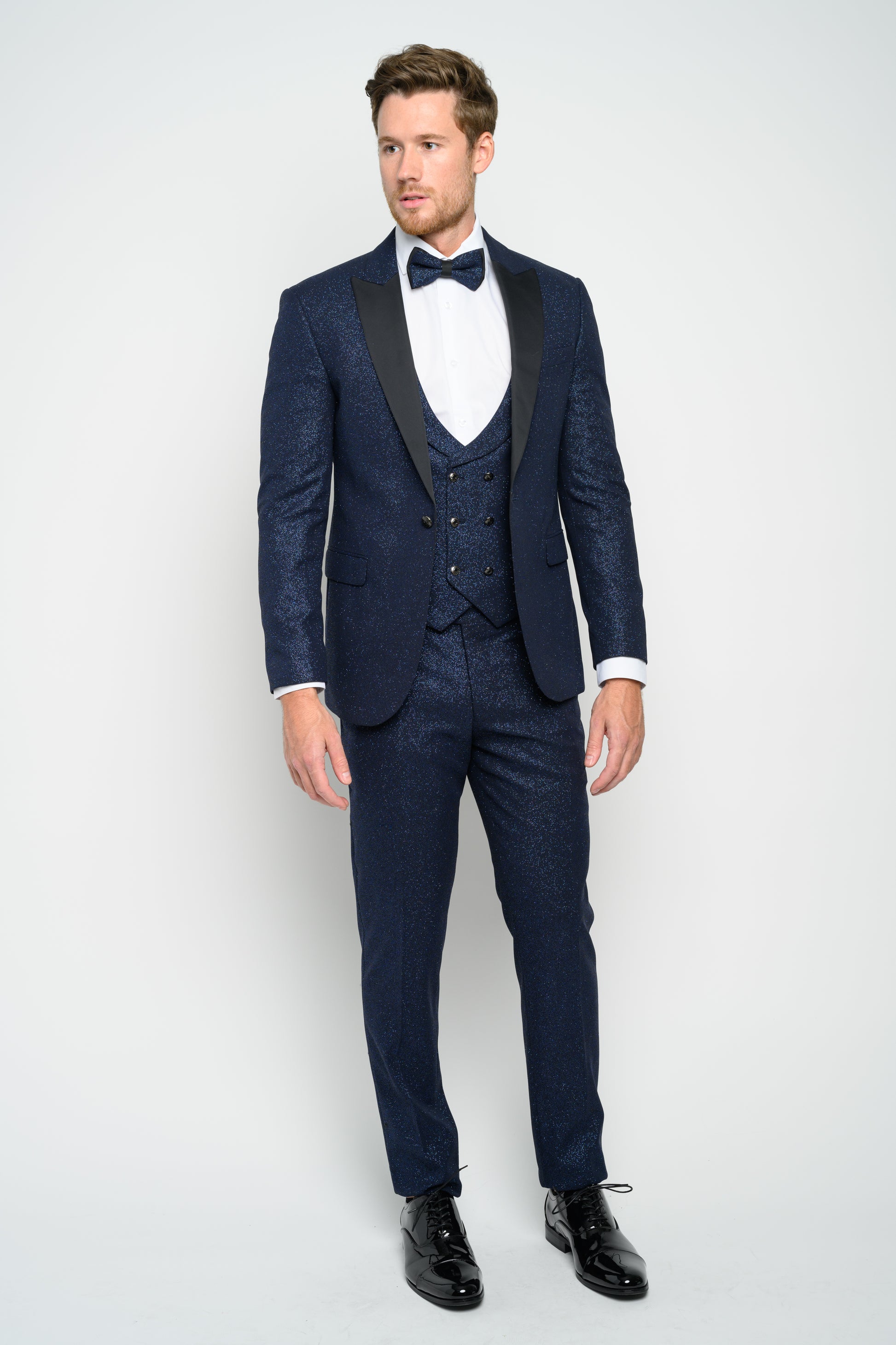 Men's Navy Modern Sequin Tuxedo Set