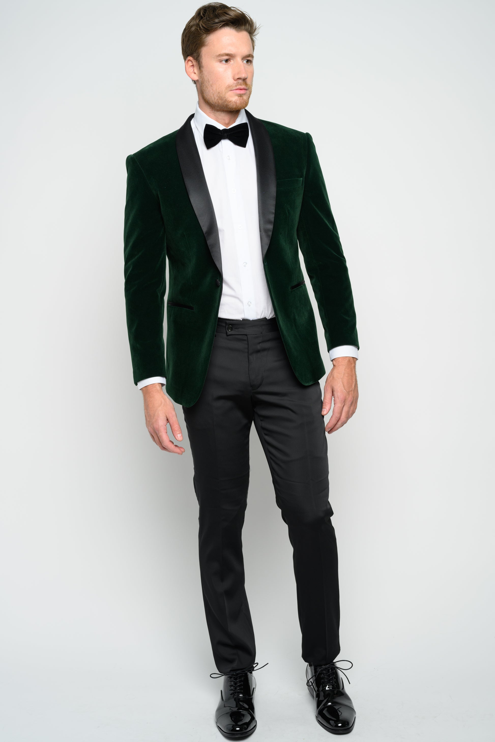 OMC Signature Men's Velvet Shawl Lapel Slim Fit Tuxedo Jacket (Hunter Green)