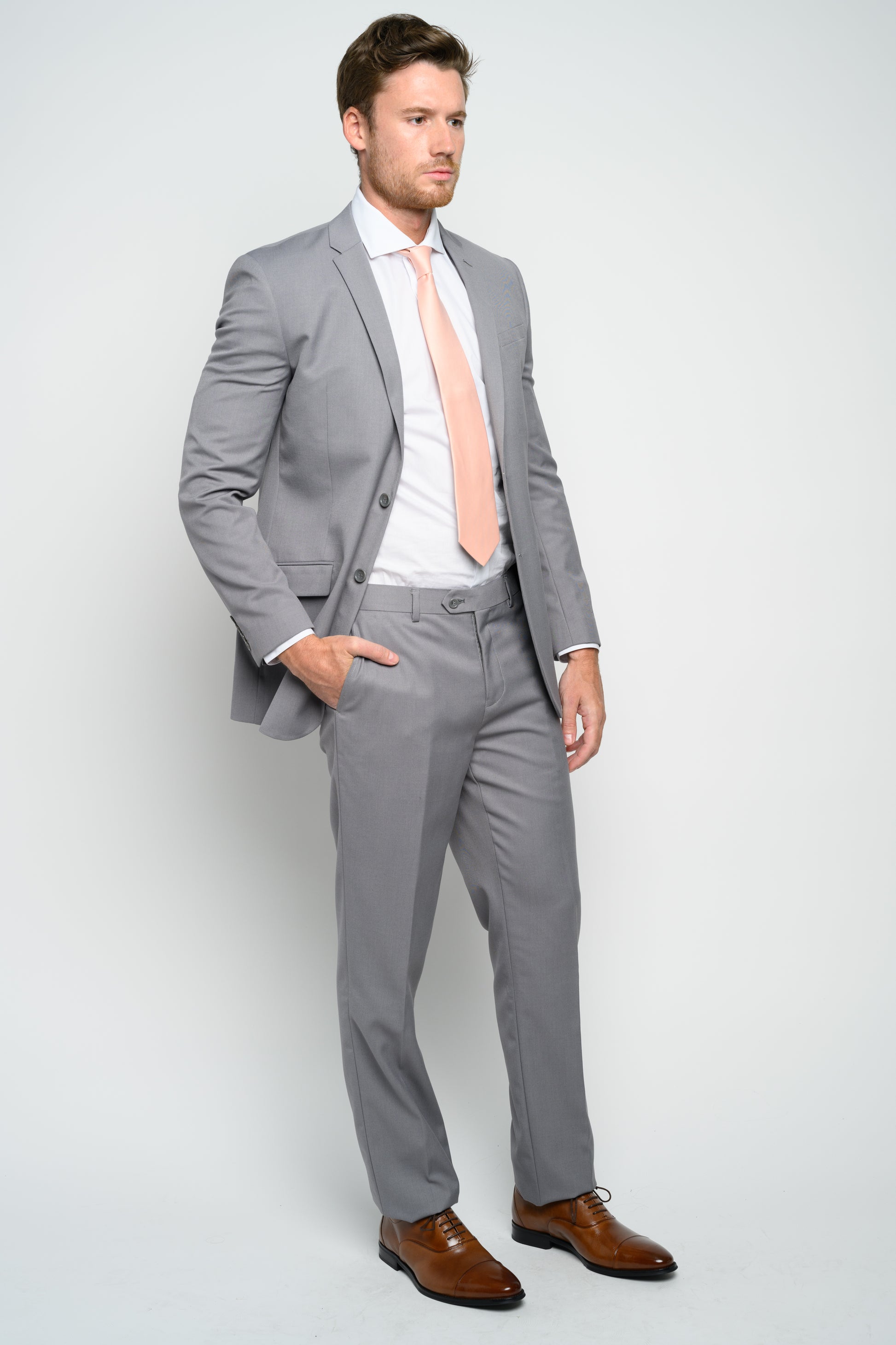 Men's Light Grey Slim Fit Suit