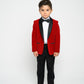Boy's Red Velvet Slim Fit Jacket