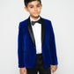 Boy's Blue Velvet Slim Fit Jacket