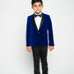 Boy's Blue Velvet Slim Fit Jacket