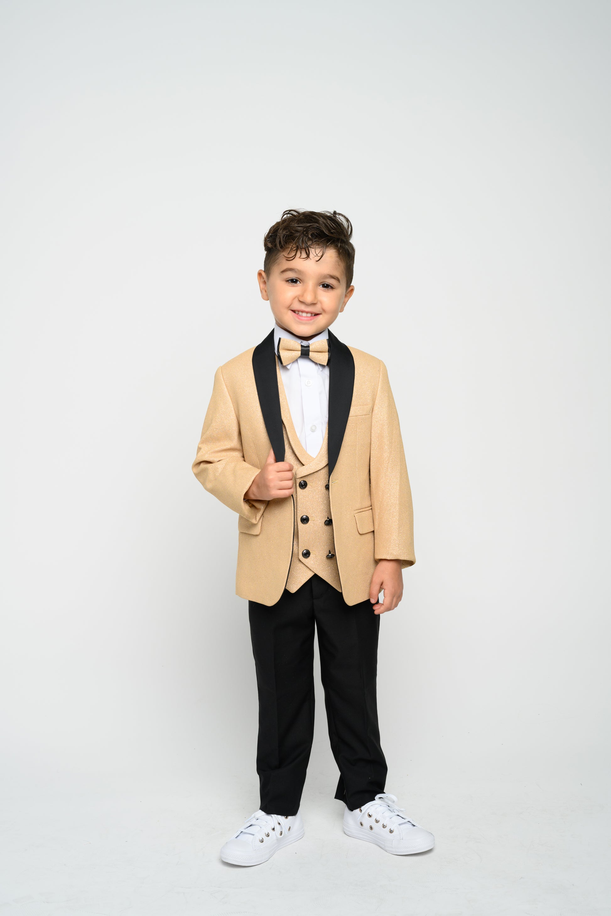 Boy's Gold Modern Sequin Tuxedo Set
