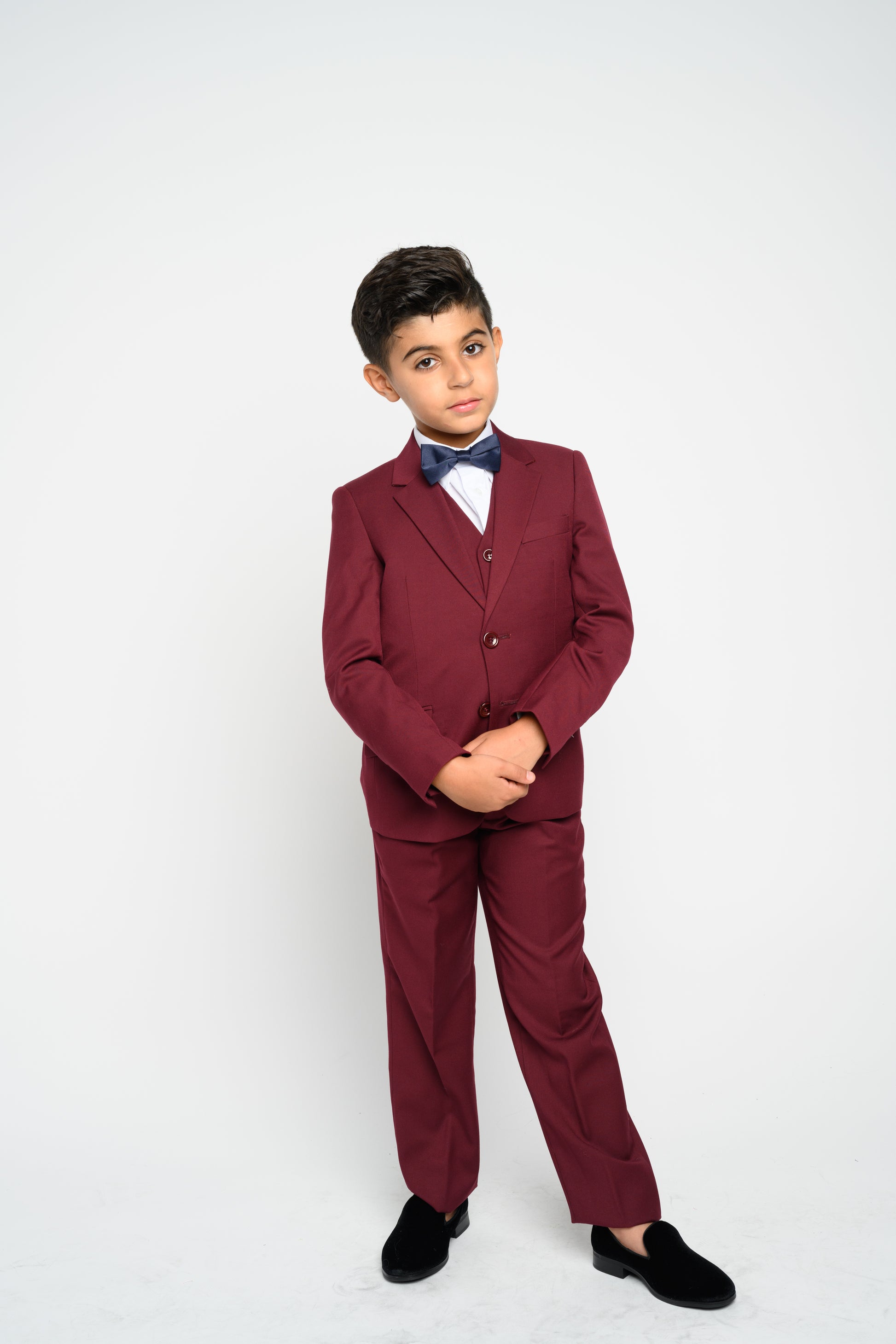 OMC 3-Pieces Boy's Slim Fit Suit (Burgundy) OMC Formal OMC 3-Pieces Boy's Slim Fit Suit (Burgundy) OMC Formal