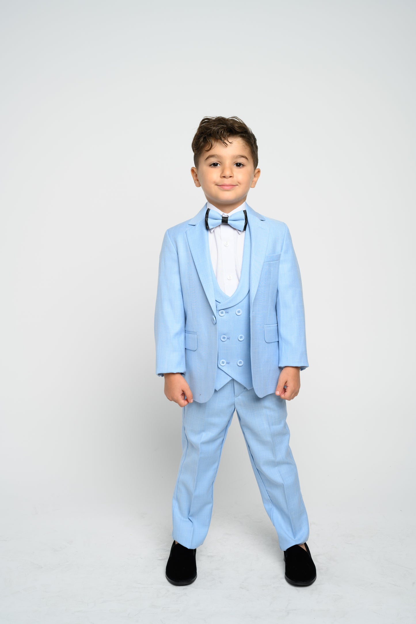 Buy Men Blue Solid Slim Fit Formal Four Piece Suit Online - 816998