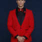 OMC Signature Men's Red Shawl Lapel Slim Fit Tuxedo (2-Pieces)