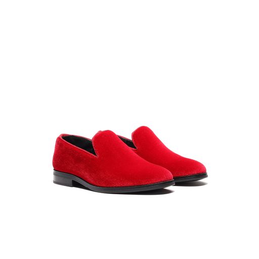 Boy's Velvet Loafers Red