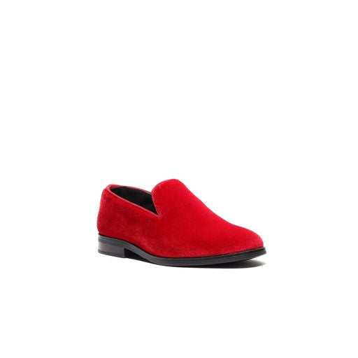 Boy's Velvet Loafers Red